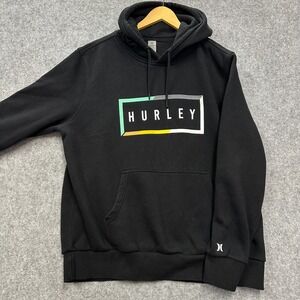 Hurley Hoodie Men's XL Black Fleece Pullover Logo Graphic  Ride Surf Skate